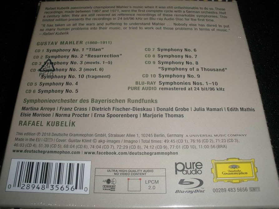 Amazon.co.jp: 10CD + ブルーレイ クーベリック マーラー 交響曲 全集