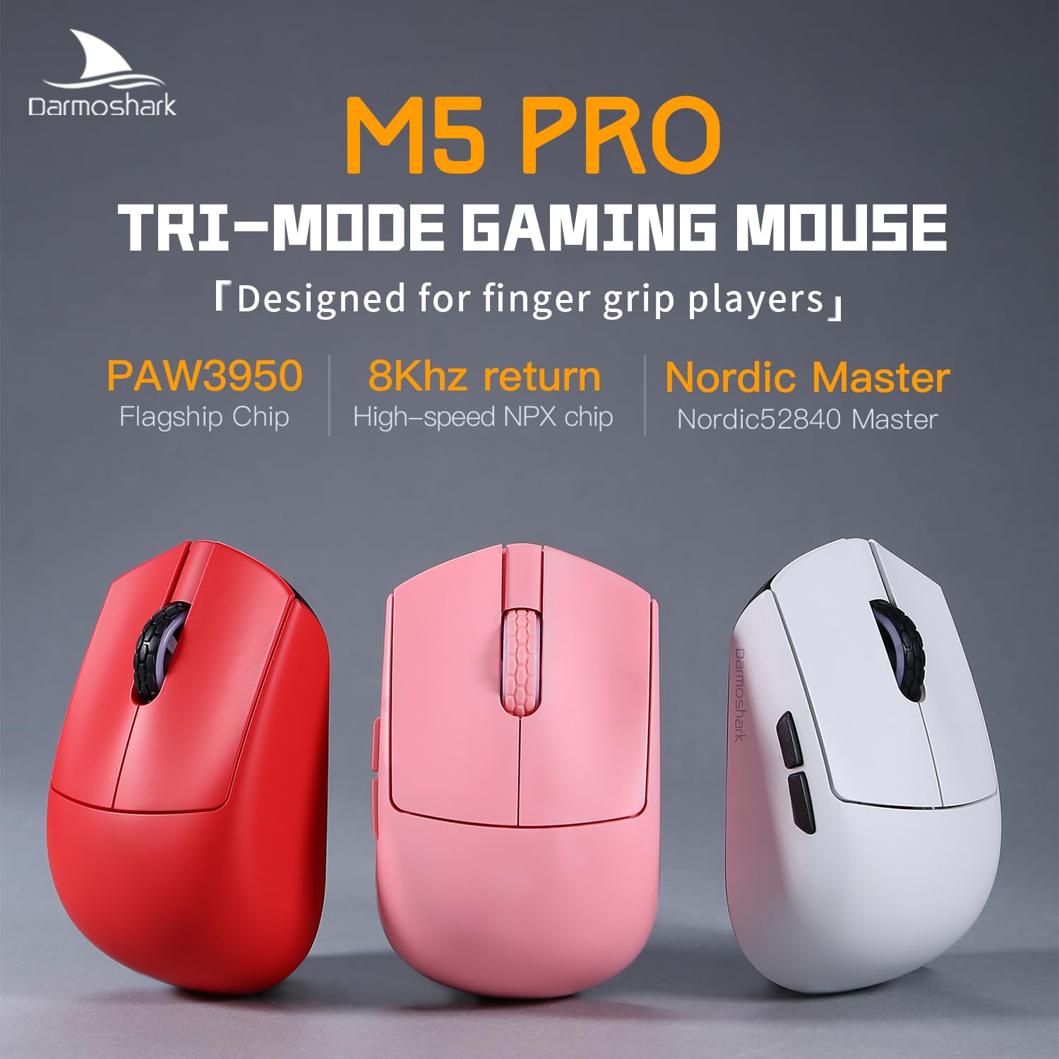 Darmoshark M5PRO Mouse Para Jogo Sem Fio Mini Mãos Pequenas,Tri