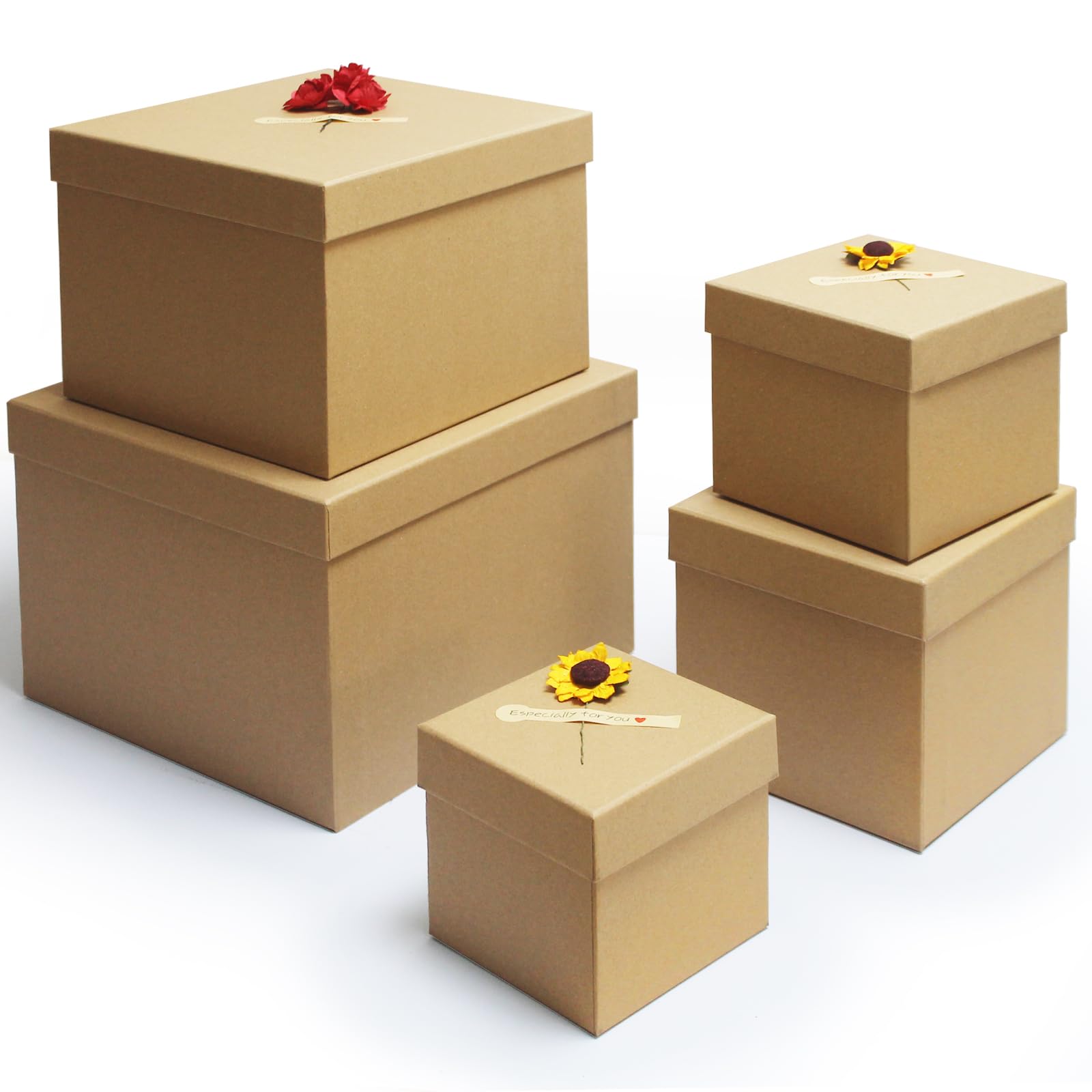 Amazon | プレゼント用の重ねられるギフトボックスとフタ付き - サイズ