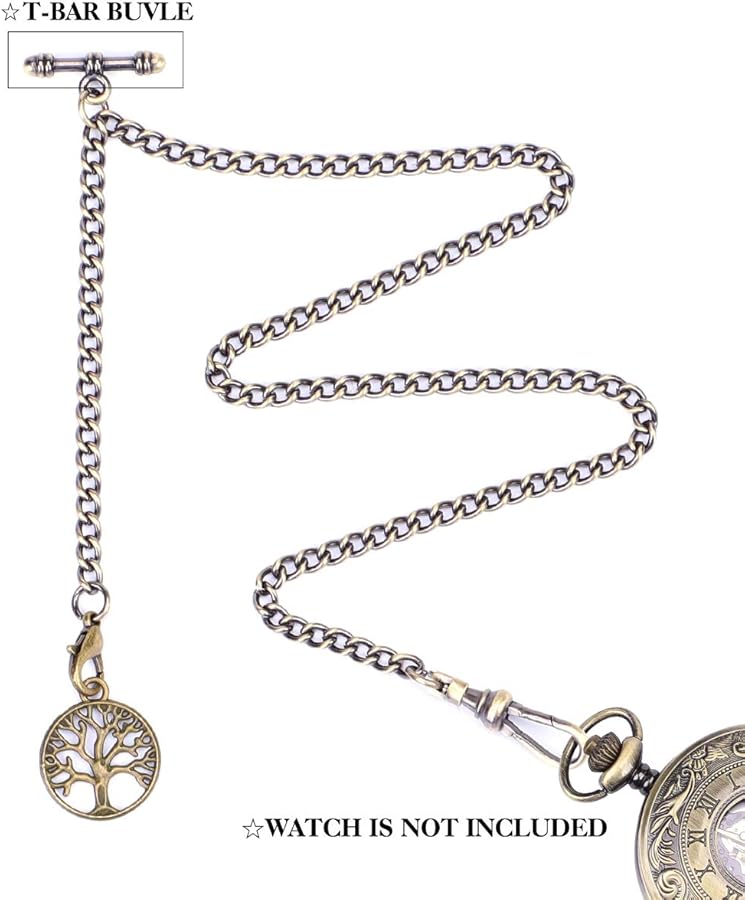 Amazon | ManChDa 懐中時計チェーン ダブルアルバートチェーン Tバー
