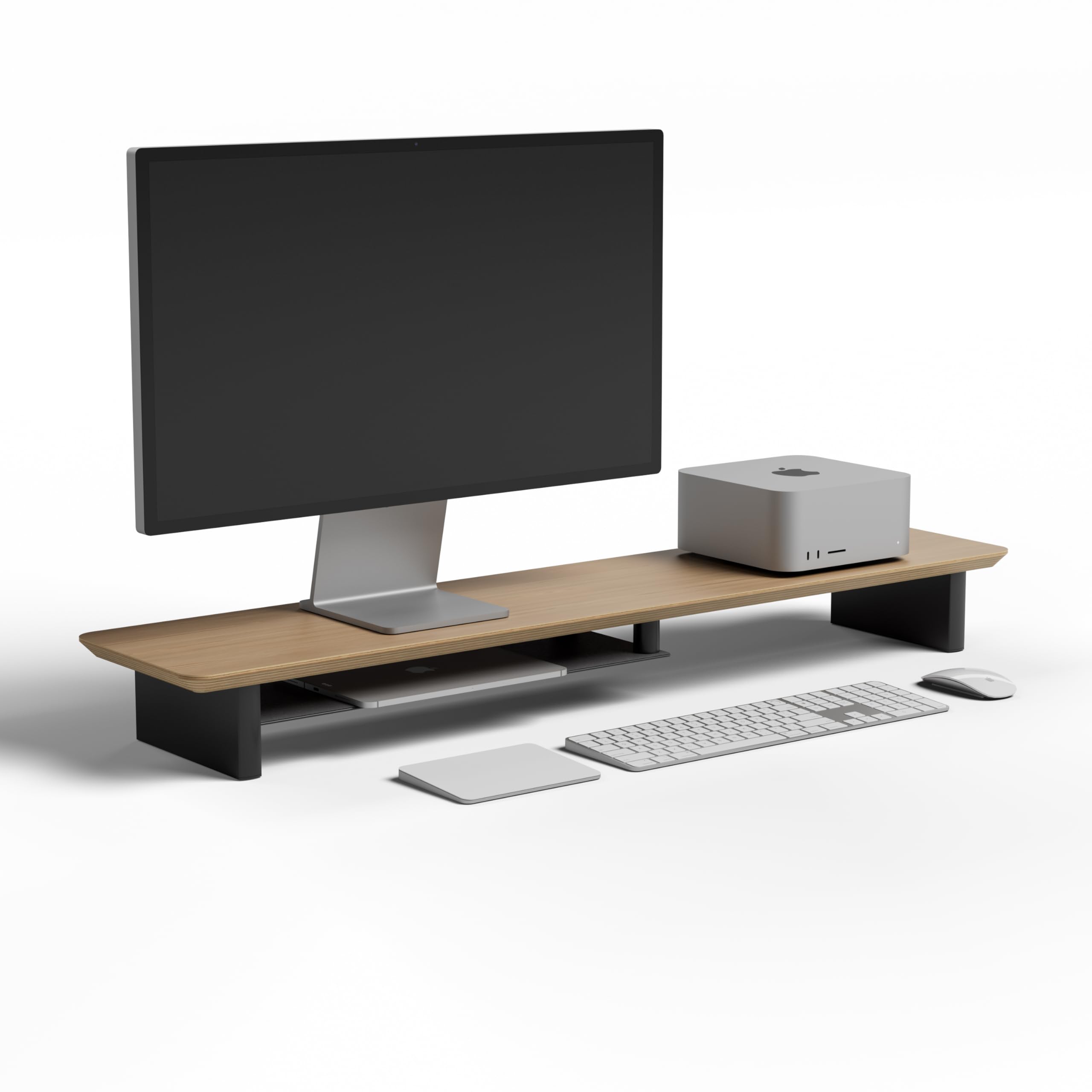 Amazon.com: amesoba White Oak Dual‑Tier Ergonomic Desk Setup