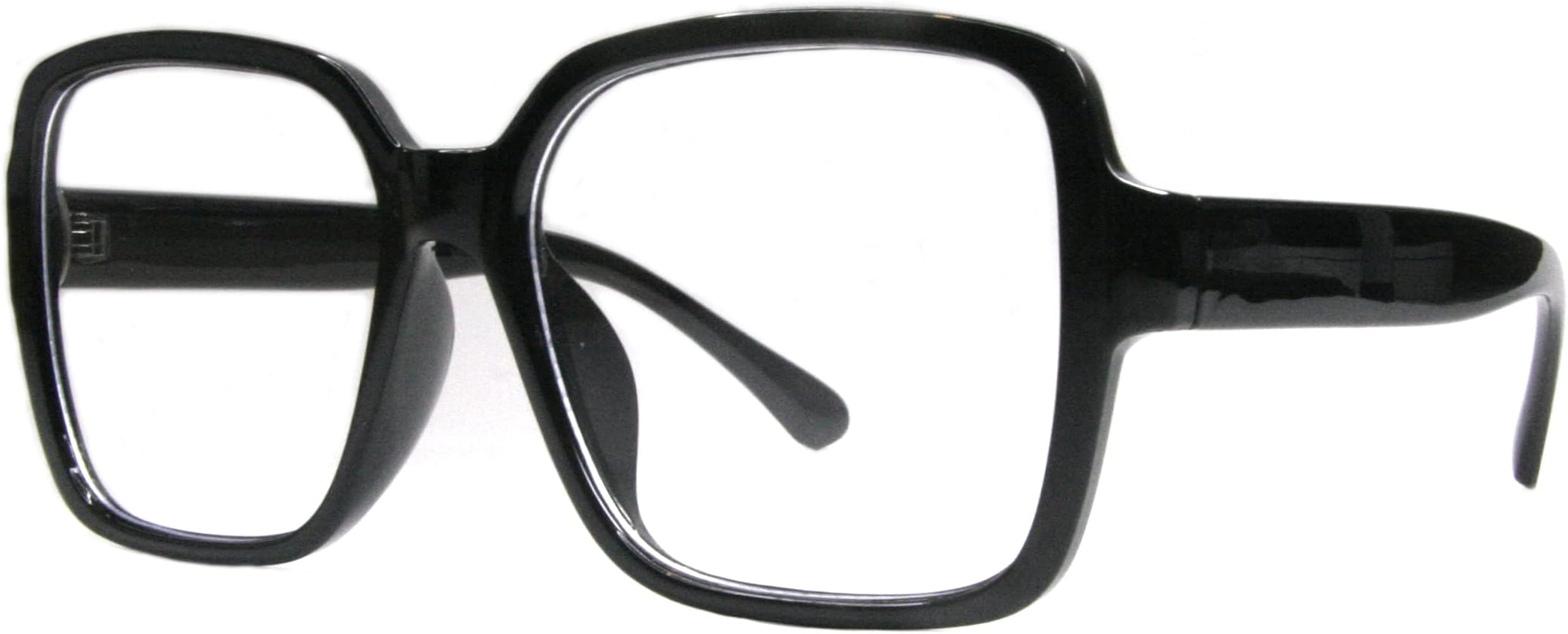 Amazon | スクエアビッグフレーム ブラックフレーム 伊達メガネ ブルー