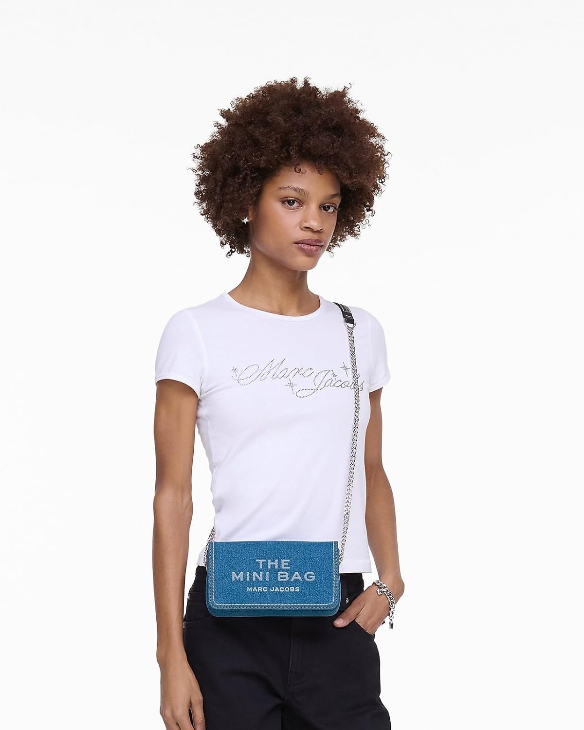 Amazon | マークジェイコブス デニムチェーンミニバッグ, ダーク