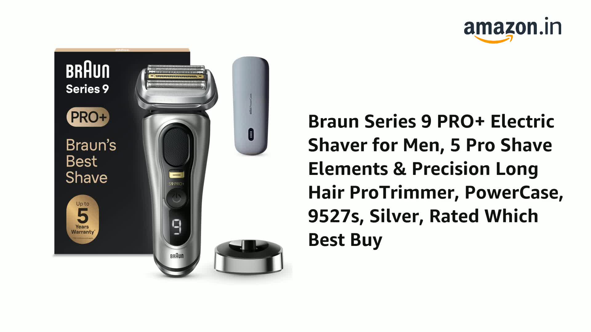 Braun Series 9 PRO+ Electric Shaver for Men, 5 Pro Shave Elements