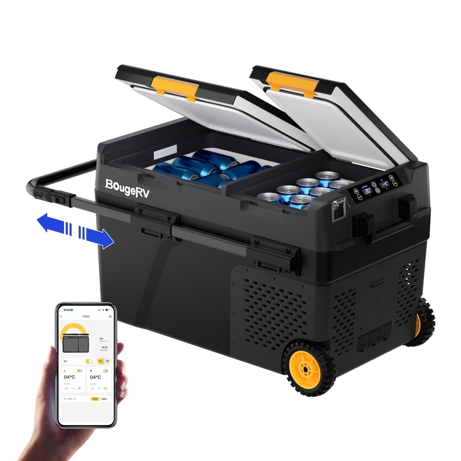 Amazon.co.jp: BougeRV ポータブル冷蔵庫 車載冷蔵庫 ポータブル冷凍庫