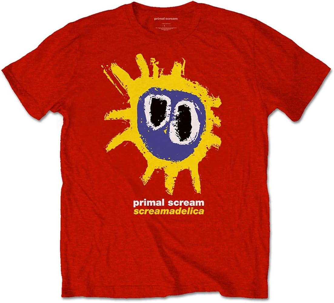 Amazon.com: Primal Scream 'Screamadelica' (Red) T-Shirt (Small