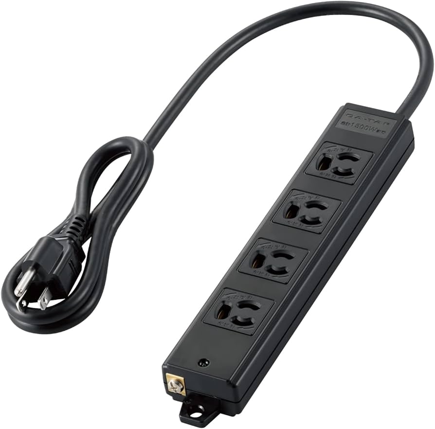 Amazon.co.jp: エレコム 電源タップ 1m 工事用 抜け止め 3P 4個口