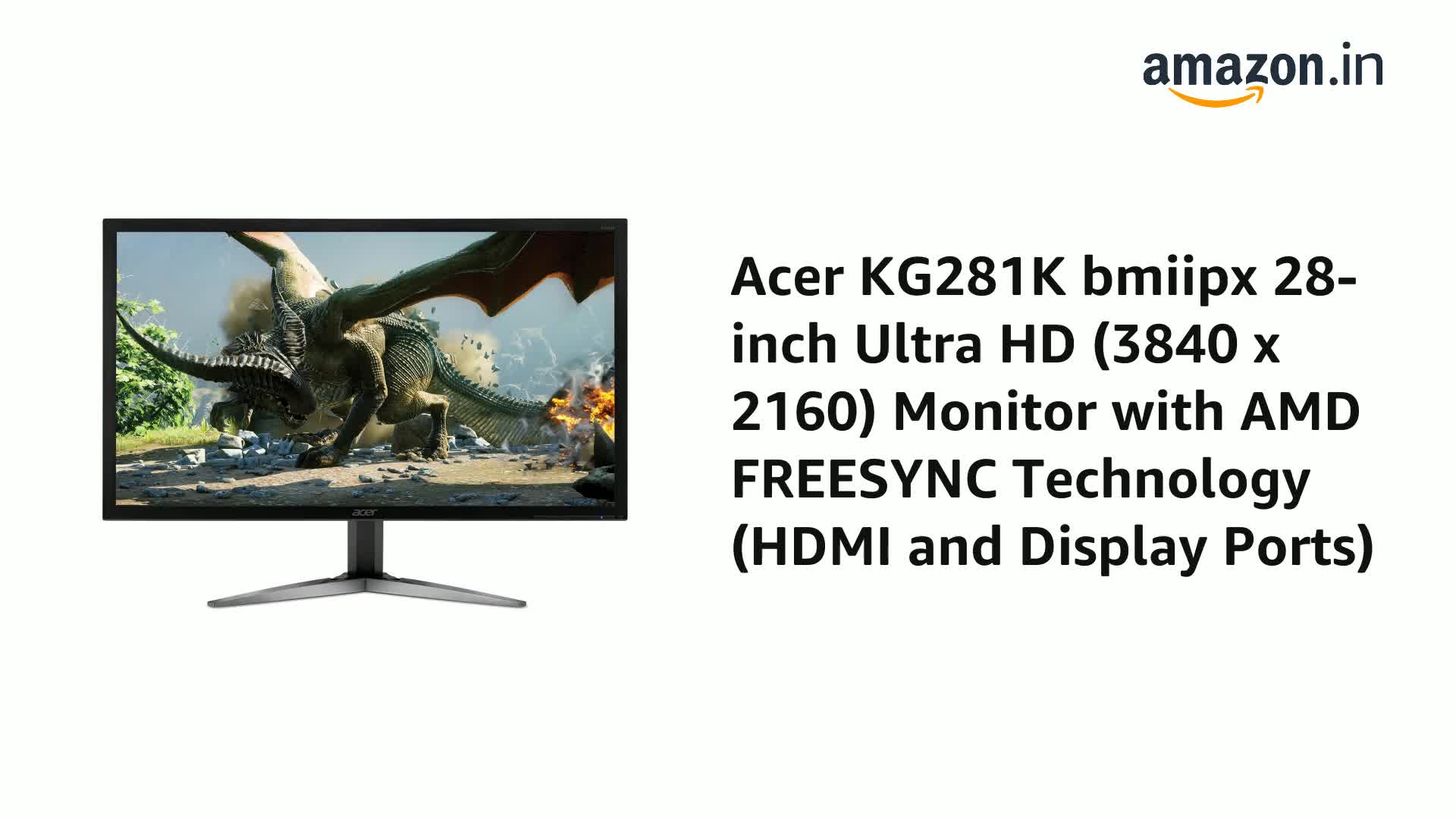 Acer KG281K Bmiipx 28-inch Ultra HD (3840 x 2160) Monitor with AMD