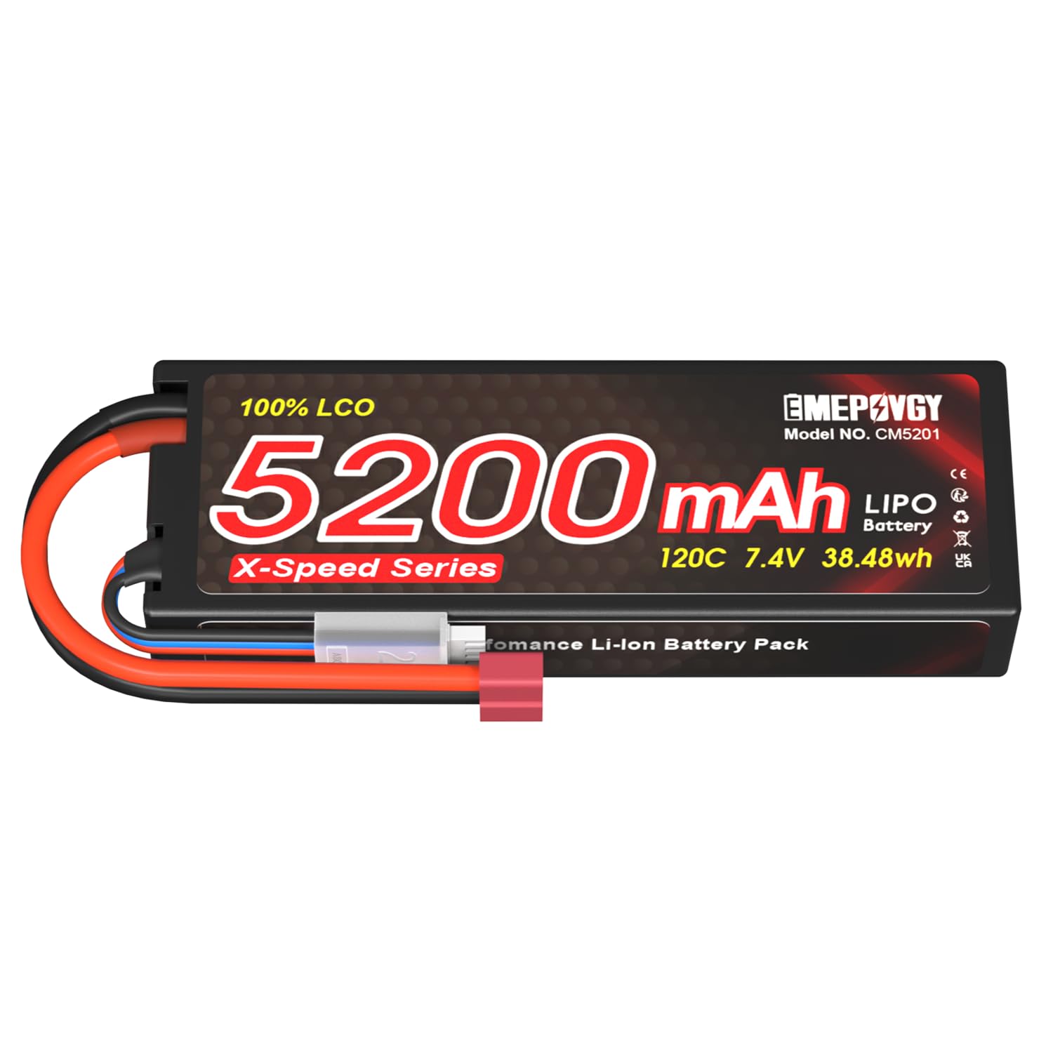 Amazon.co.jp: 7.4V リポバッテリー 5200mAh 120C 2S 大容量 Deans T