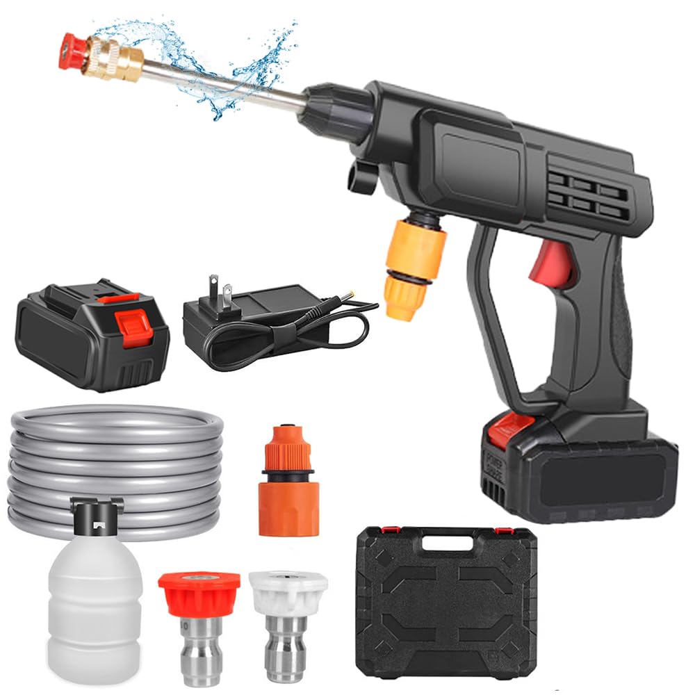 Amazon | Seuenelf 高圧洗浄機 ブラック 充電式 コードレス バッテリー