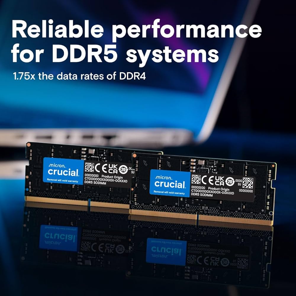 Crucial Memória RAM DDR5, 16GB, 4800MHz, CL40, para Notebook