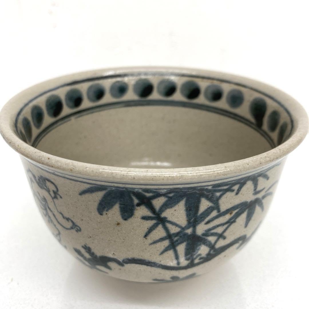 Amazon.co.jp: 膳所焼 安南写七賢人絵茶碗 淡海ぜぜ 陽炎園茶道具 抹茶