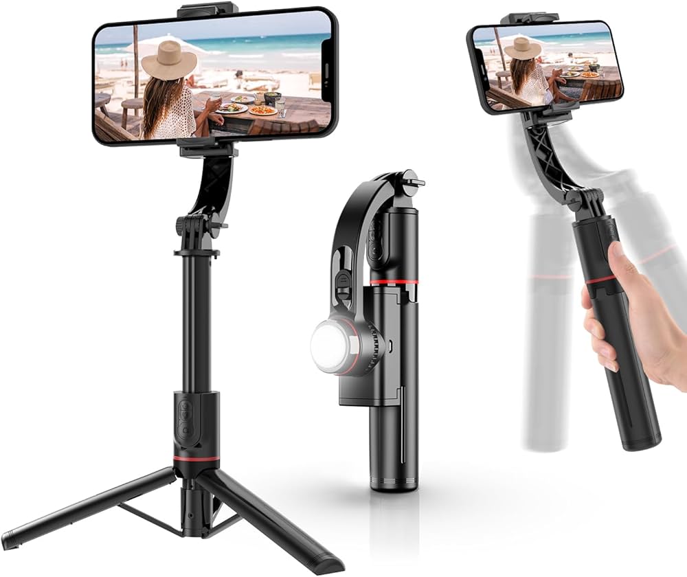 Amazon.co.jp: 【2025新登場】ジンバル自撮り棒 スマホ三脚付き｜手