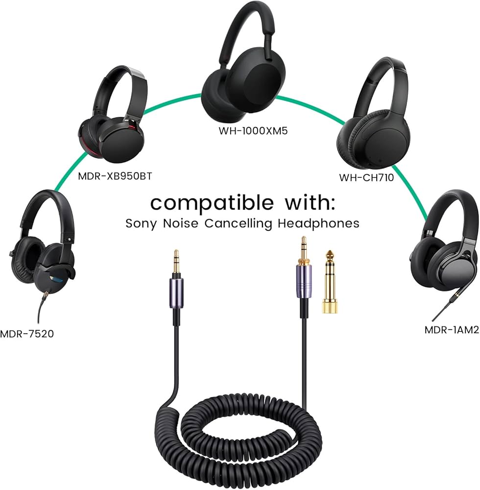 Amazon.com: weishan WH-1000XM5 Cable Coiled Aux Cord for Sony WH