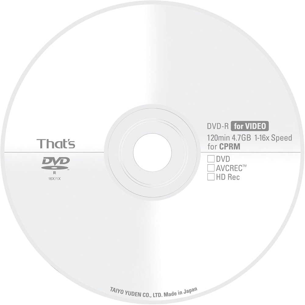 Amazon.co.jp: 太陽誘電製 That's DVD-Rビデオ用 CPRM対応16倍速120分