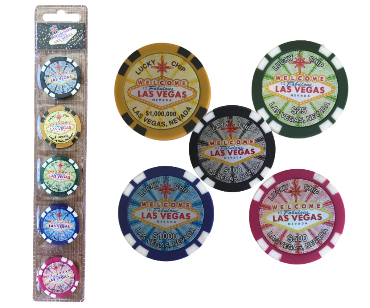Amazon.co.jp: ラスベガス ポーカーチップ 冷蔵庫マグネット 5個セット