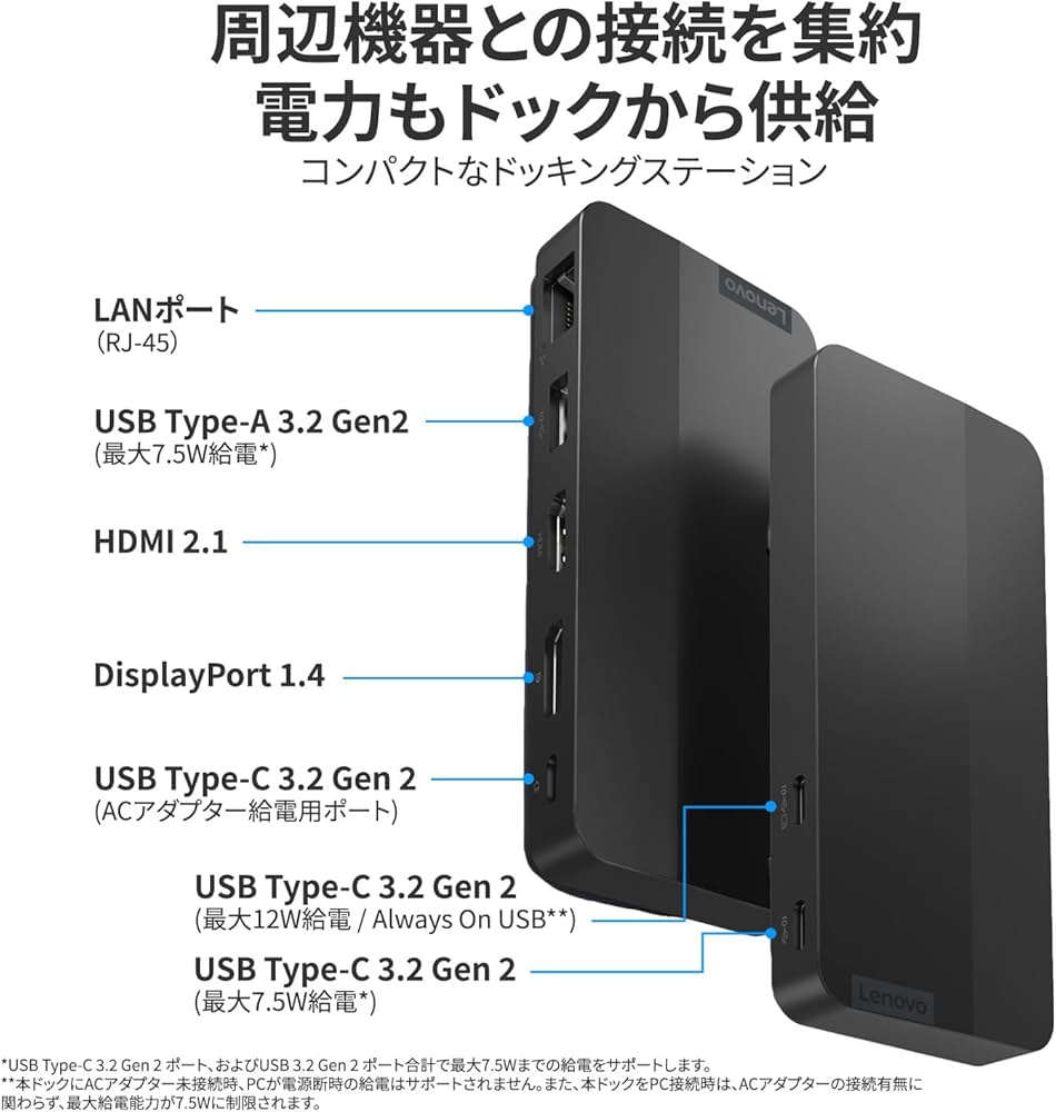 Amazon.co.jp: Lenovo Lenovo USB Type-C デュアルディスプレイ