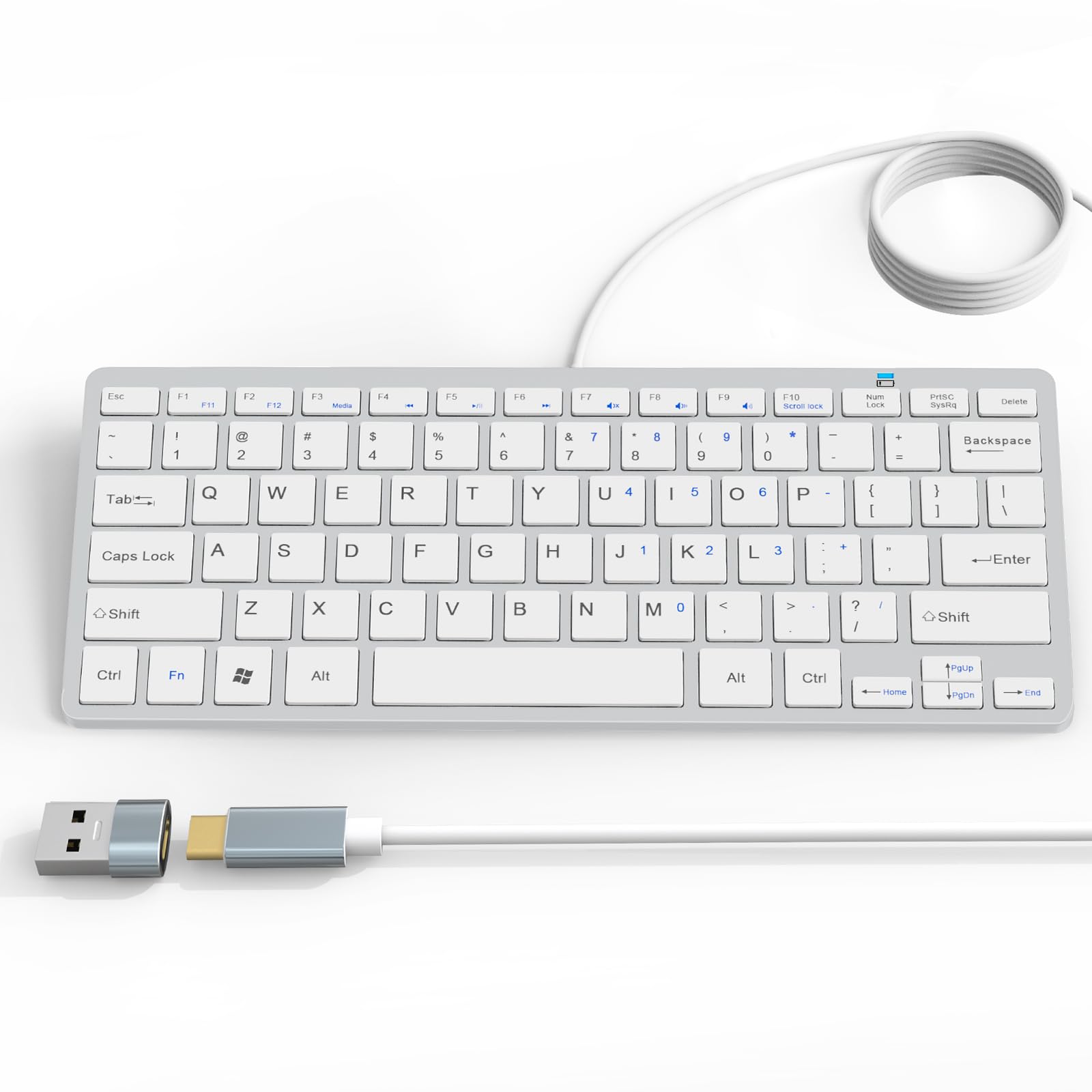 Amazon.com: Ultra-Slim 78keys USB-C Mini Wired Keyboard with Media