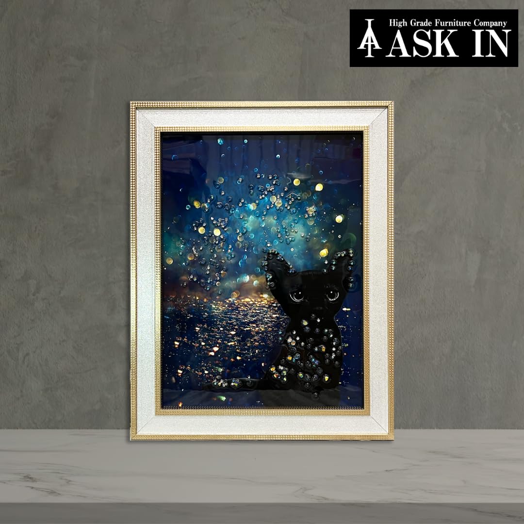 Amazon.co.jp: クリスタルアート おしゃれ 35x45cm アート 水晶絵 猫