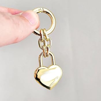 Agromusk Gold Heart Padlock Bag Charms,Heart Shaped Keychain