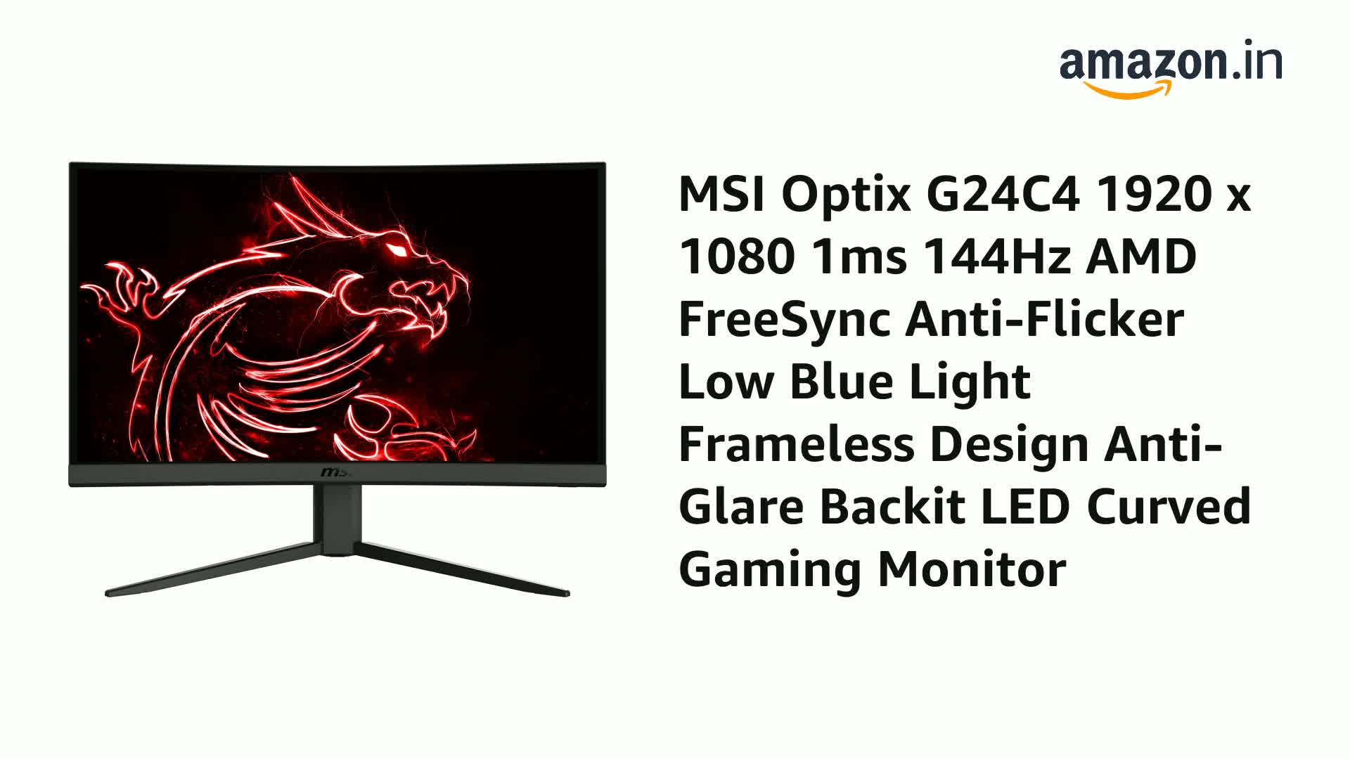 MSI Optix G24C4 Curved Gaming Monitor | 23.6 Inch (60 Cm) 1920 X