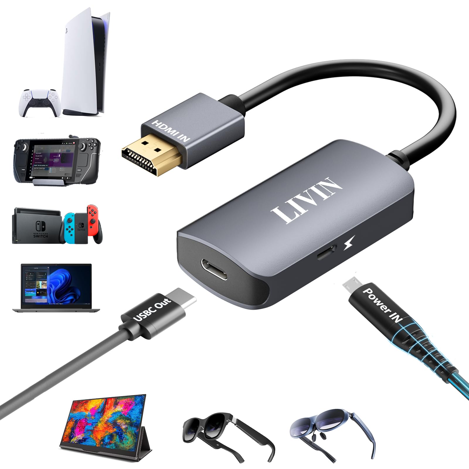 Amazon.co.jp: HDMI to Type-C XREAL/Rokid/VITURE One/RayNeo AR/XR