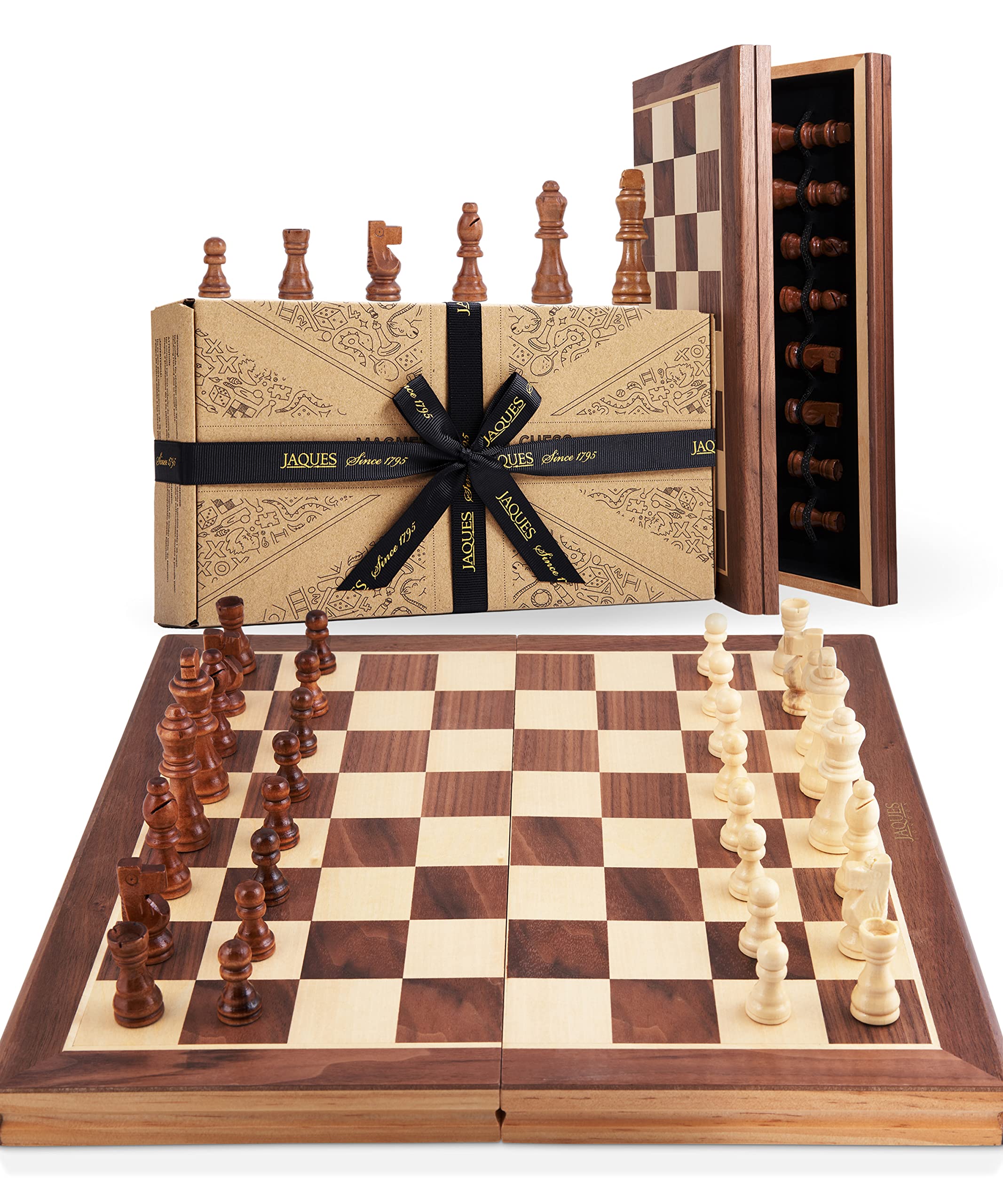 Jaques of London Wooden Chess Set | Folding Chess Board & Pieces