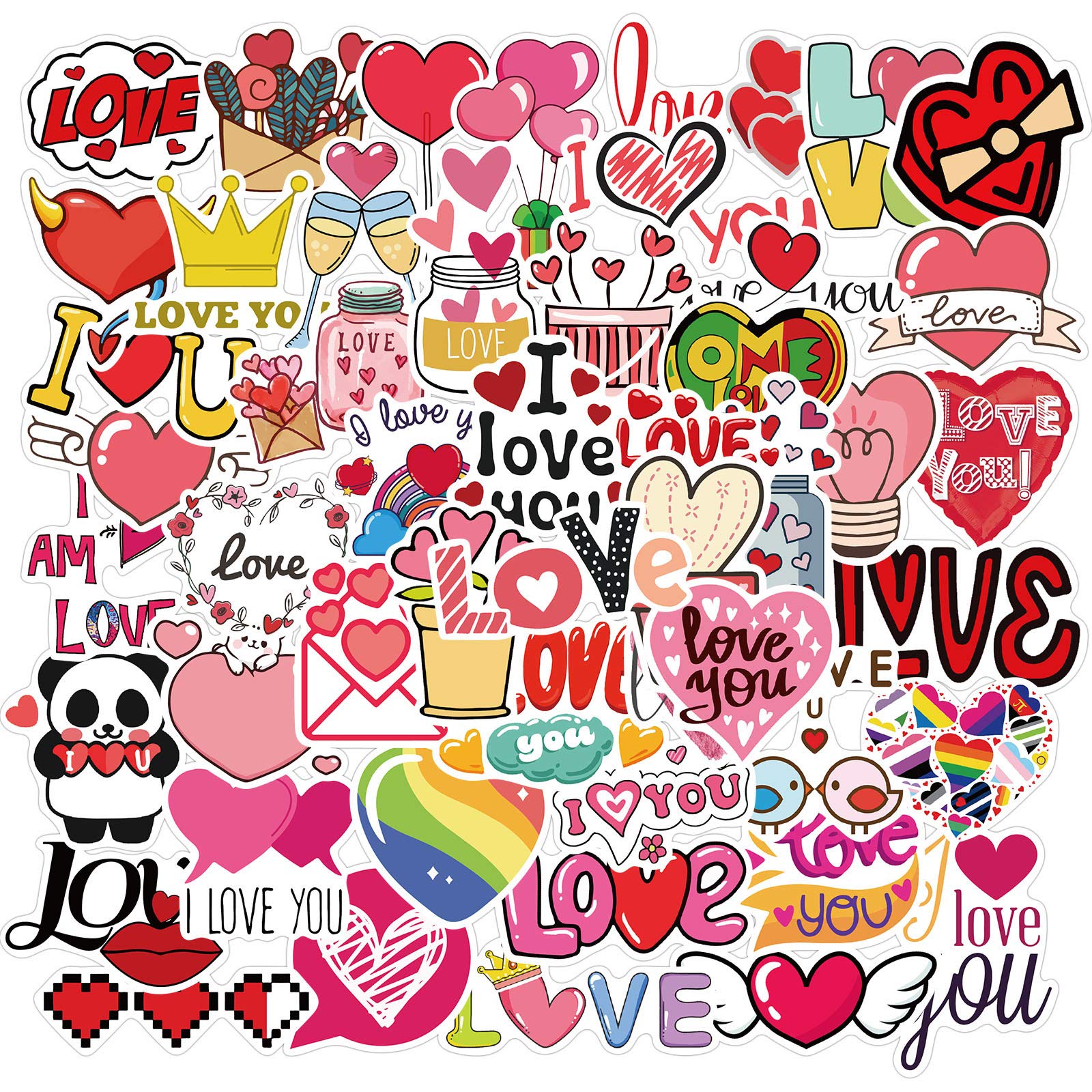 Amazon.com: Heart Sticker, I Love You Stickers Pack for Lovers