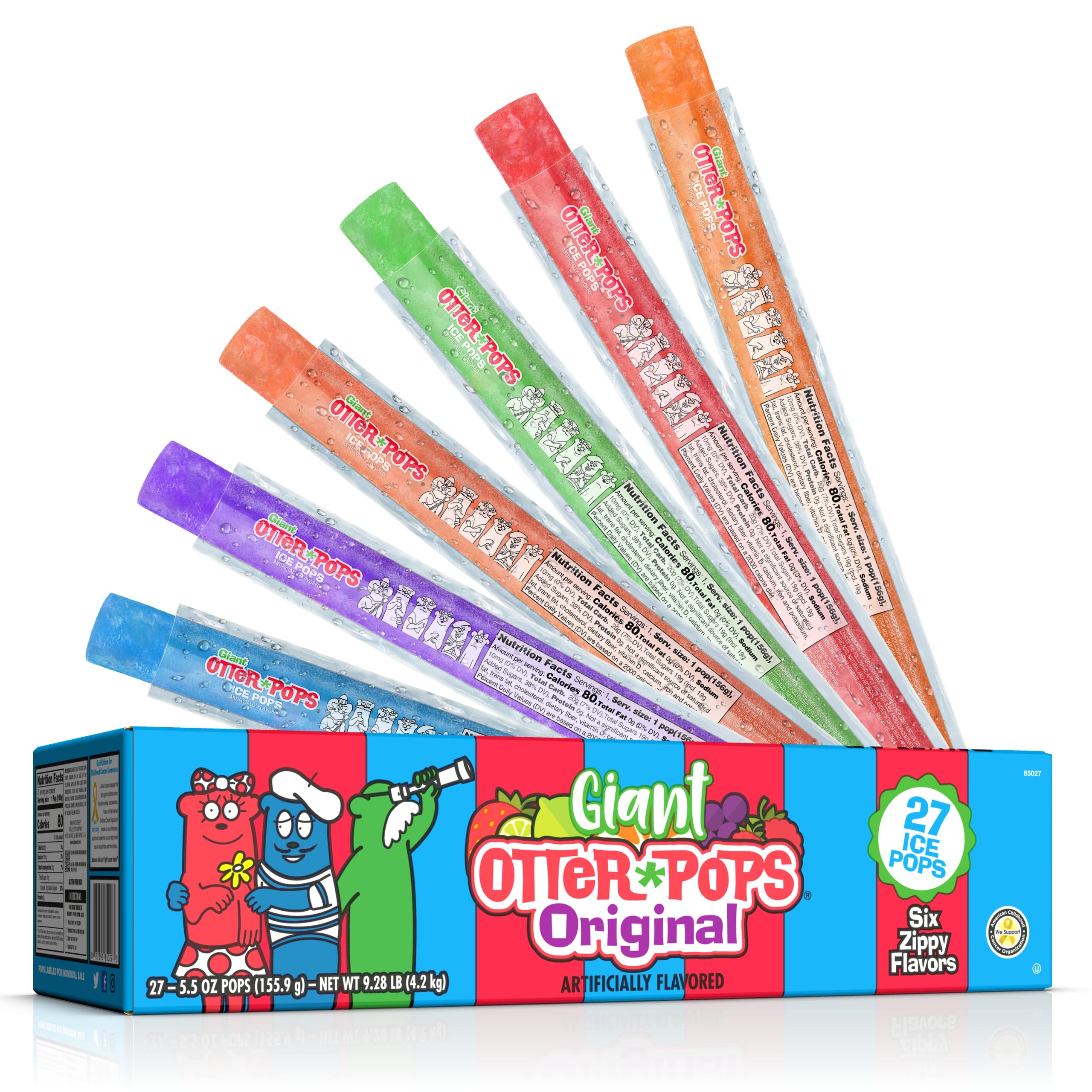 Amazon.com: Otter Pops, Giant Original 5.5oz, 27 Ice Pops, Six