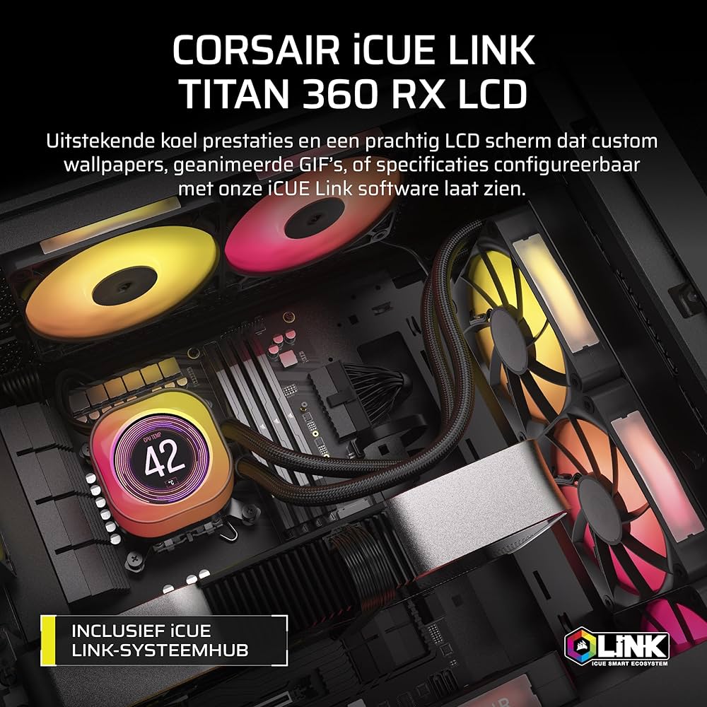 CORSAIR iCUE LINK TITAN 360 RX LCD-Vloeistofkoeler – 360mm AIO