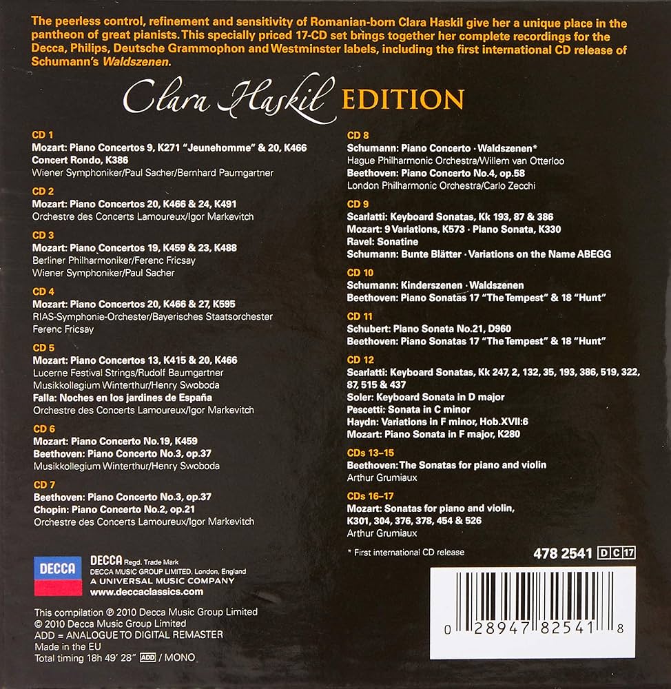 クララ・ハスキル Edition DECCAレコード CD17枚組 洋盤 クララ