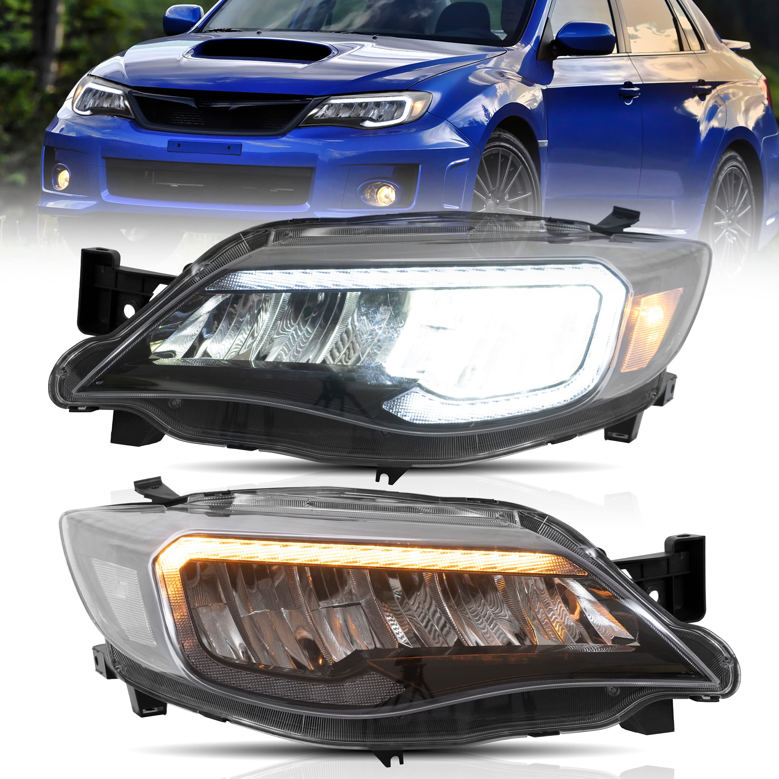 Amazon | VLAND ヘッドライト 2008-2014 スバル インプレッサ WRX 3rd