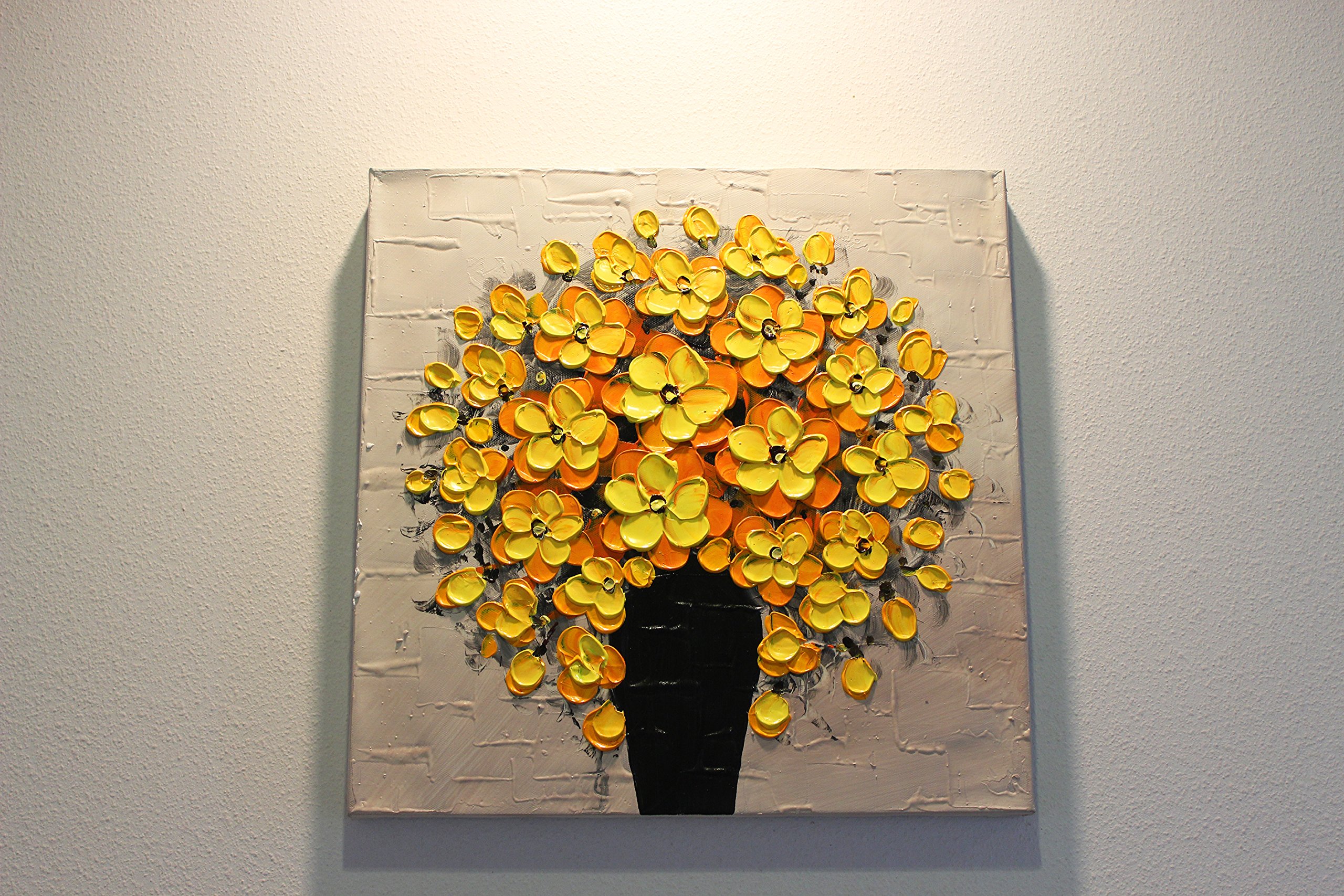 Amazon.co.jp: fuusui8 風水によい絵画 「花瓶の花々」金運 (黄色