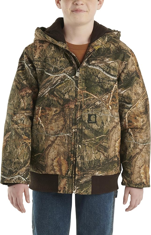 Amazon | Carhartt ボーイズ フランネル裏地付きフード付きキャンバス