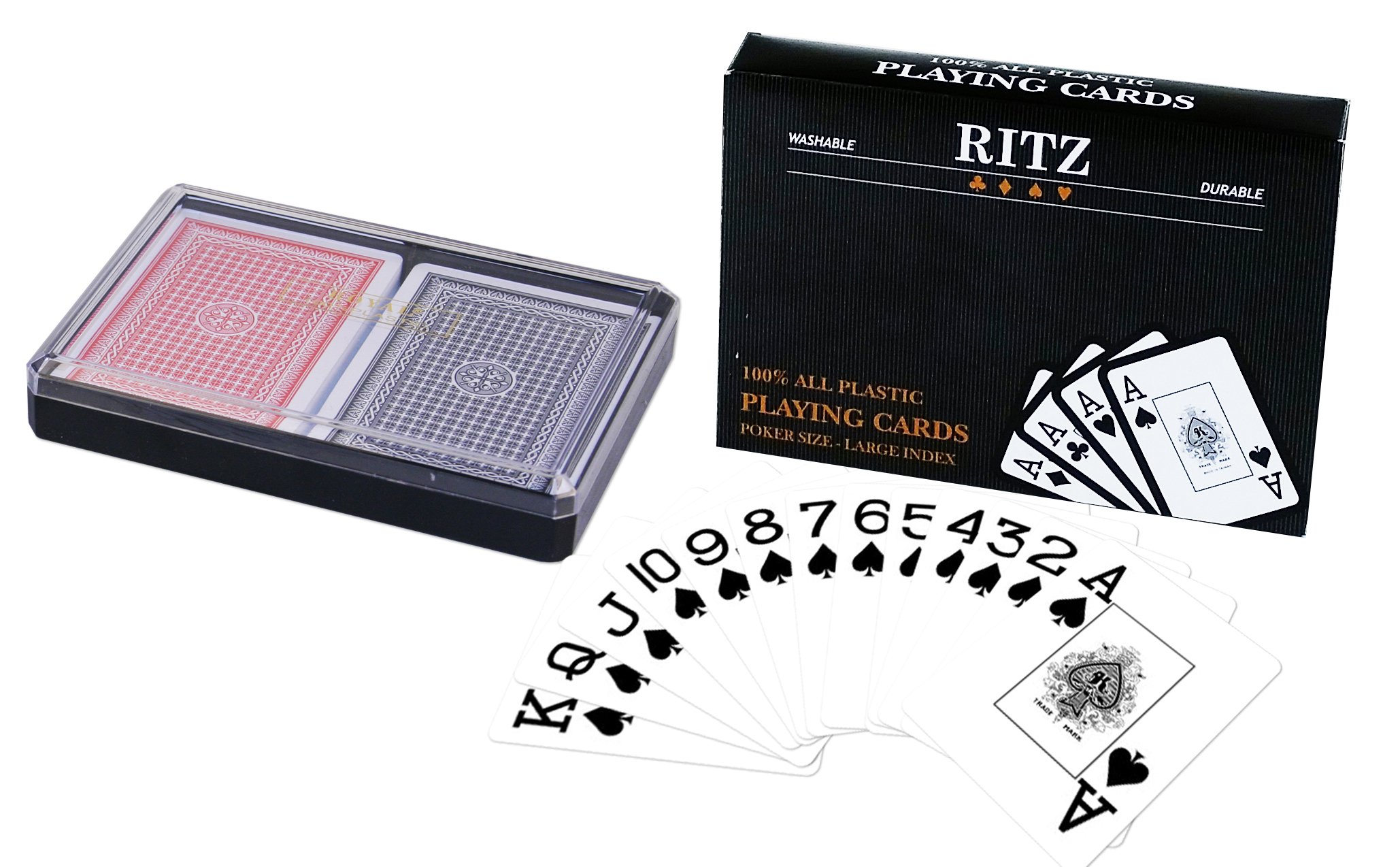 Amazon.com: Ritz 2-Decks Poker Size 100% Plastic Playing Cards Set