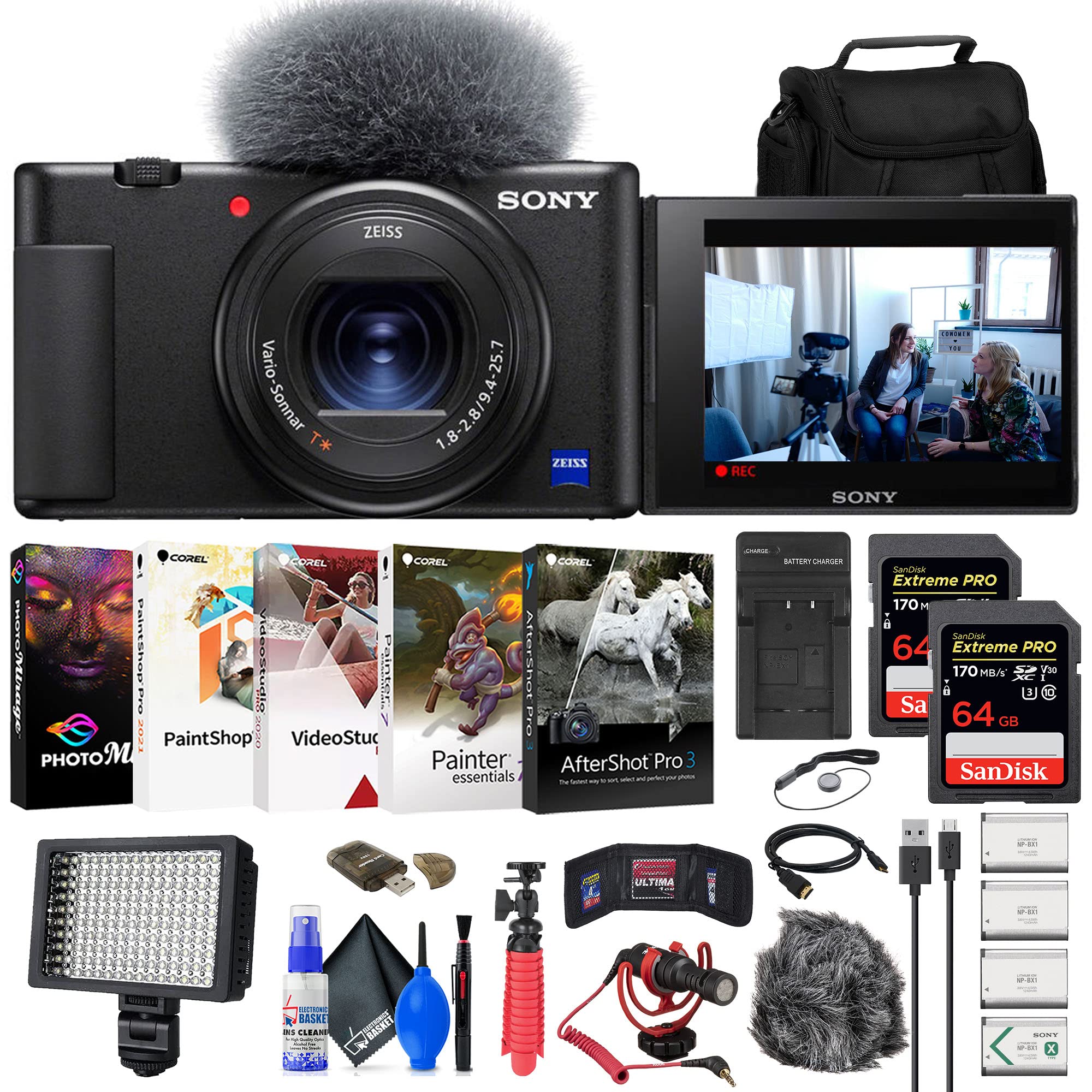 Amazon.com : Sony ZV-1 Digital Camera (Black) (DCZV1/B) + 2 x 64GB