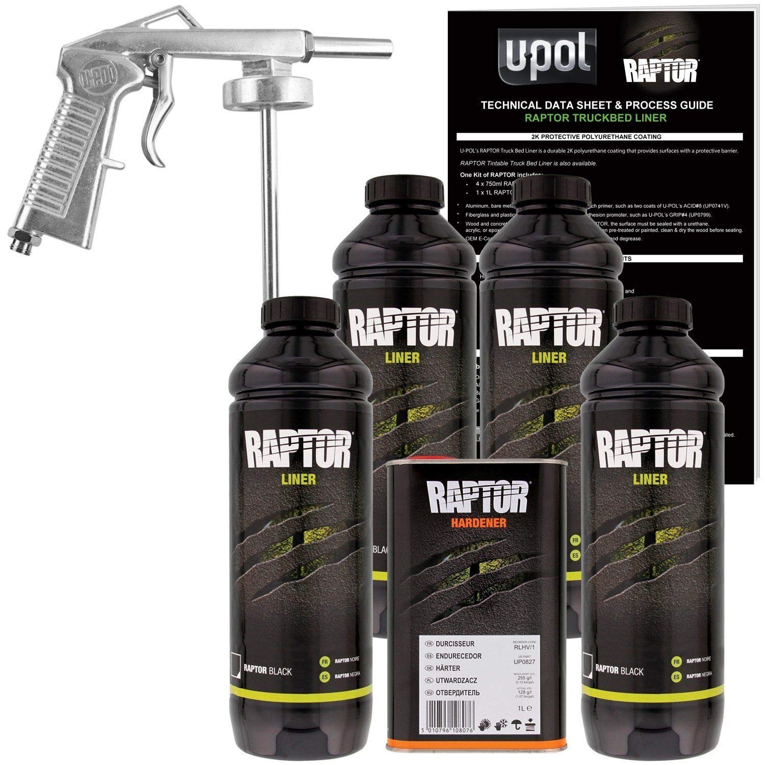 UP0820V Raptor® Liner KIT 4L KIT Black - 2.6 VOC (+1 Free Gun