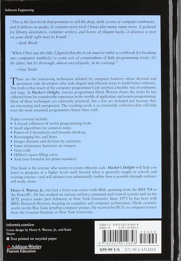 Hacker's Delight: 9780201914658: Computer Science Books @ Amazon.com