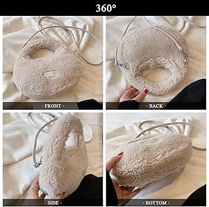 Extolove Furry Purse for Women Faux Fur Bag Cute Lambswool Fuzzy