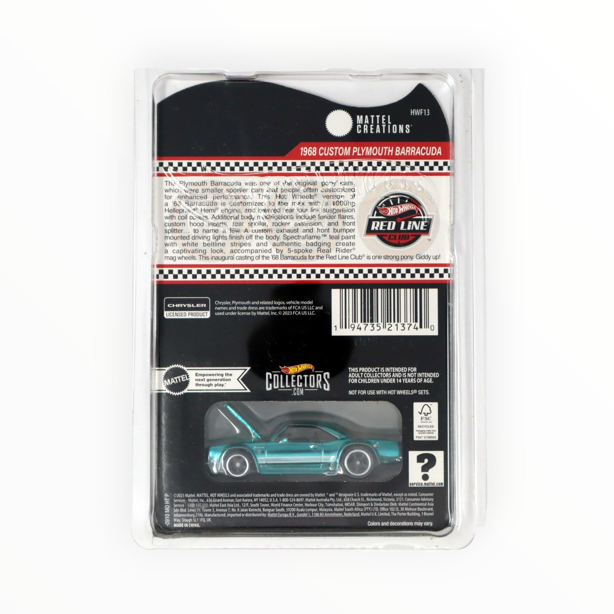 Amazon.com: Hot Wheels 1968 Custom Plymouth Barracuda - RLC (2024