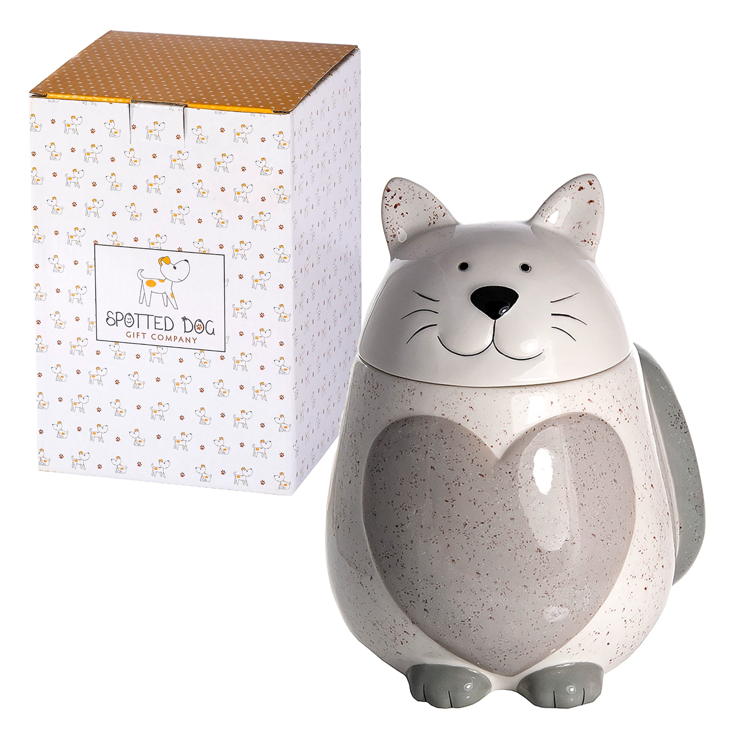 SPOTTED DOG GIFT COMPANY Cat Cookie Jar with Lid, Ceramic Kitchen