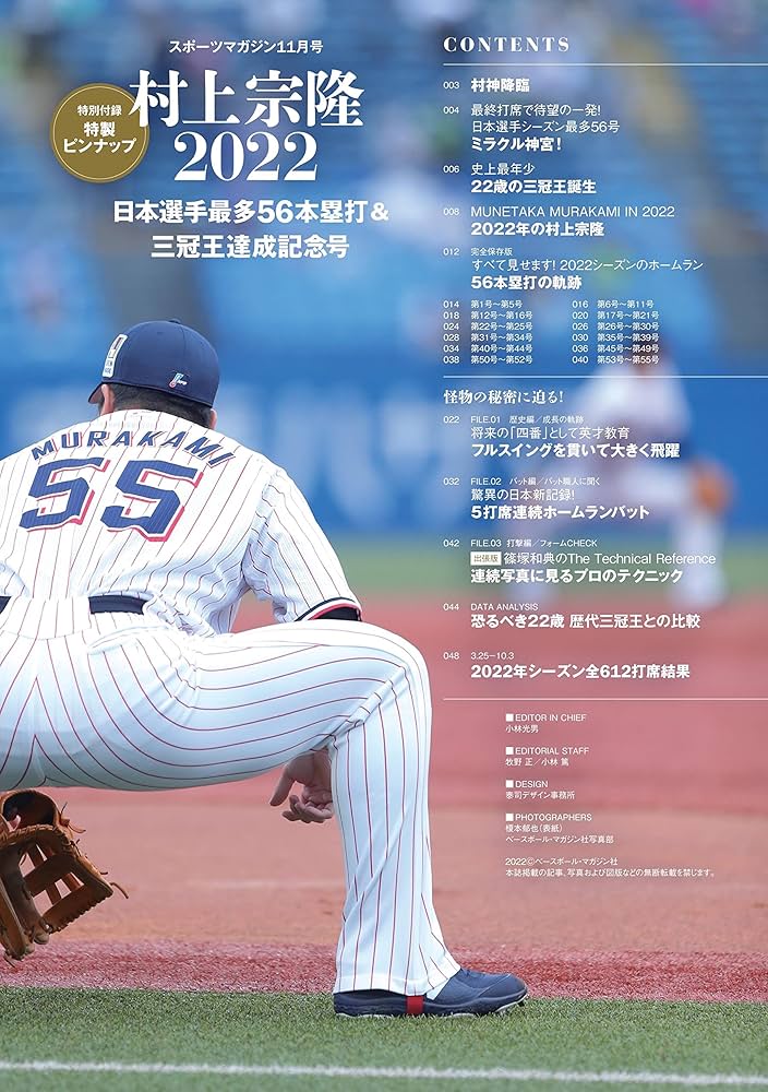 村上宗隆 日本選手最多56本塁打&三冠王達成記念号（スポーツマガジン11