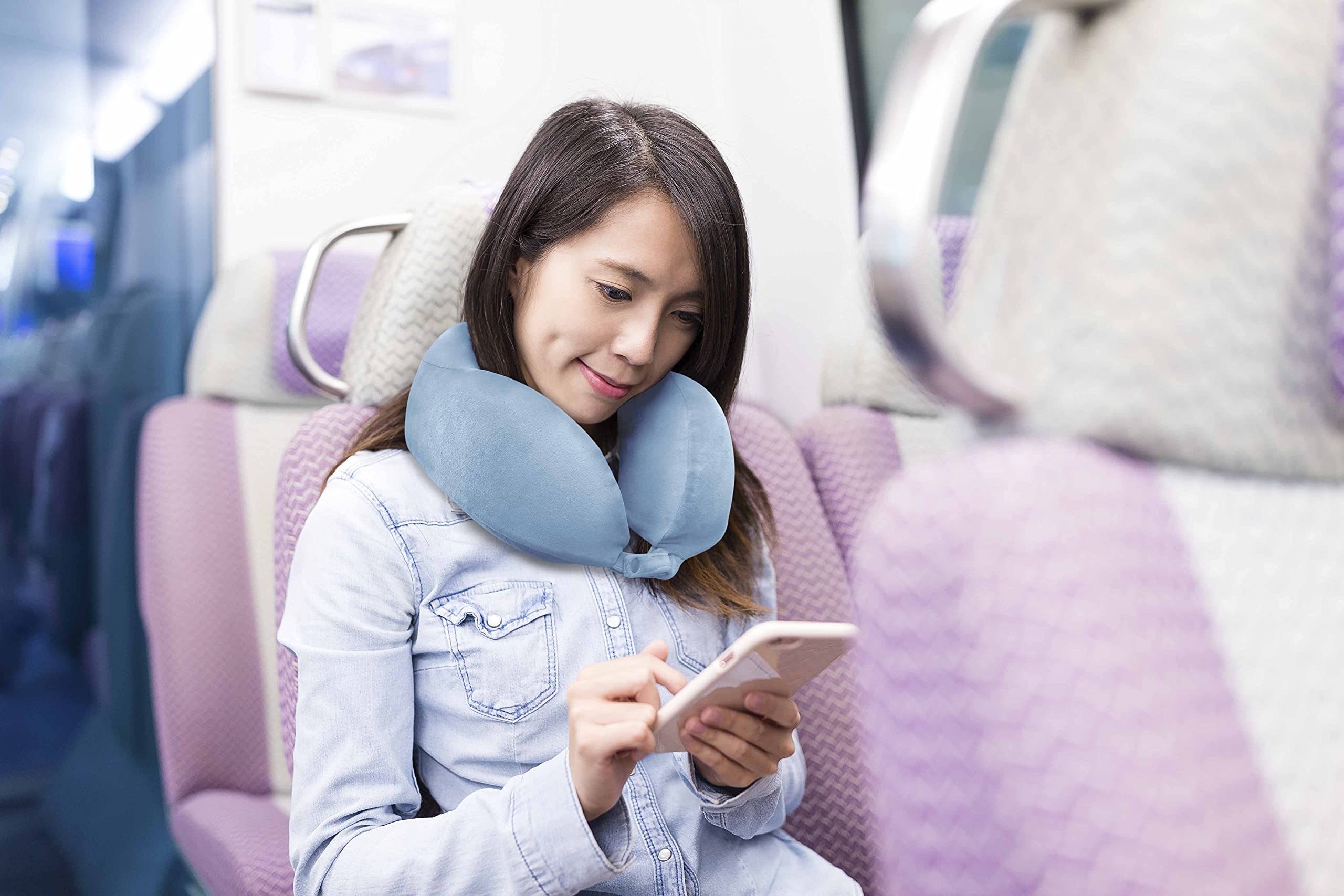 Amazon｜【フランスベッド正規品】 ネックピロー サックス色 約27×26cm