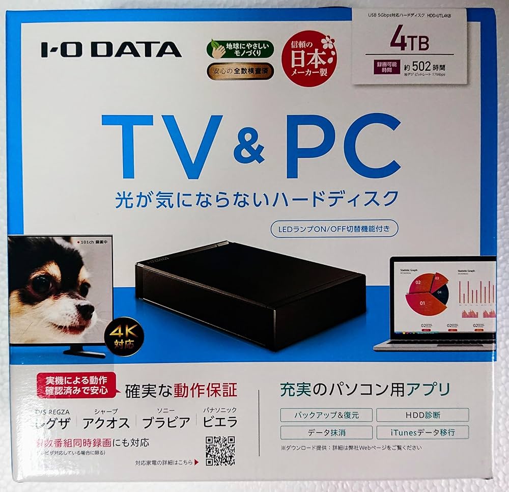 Amazon | HDD-UTL4KB テレビ録画&パソコン両対応 外付けハードディスク