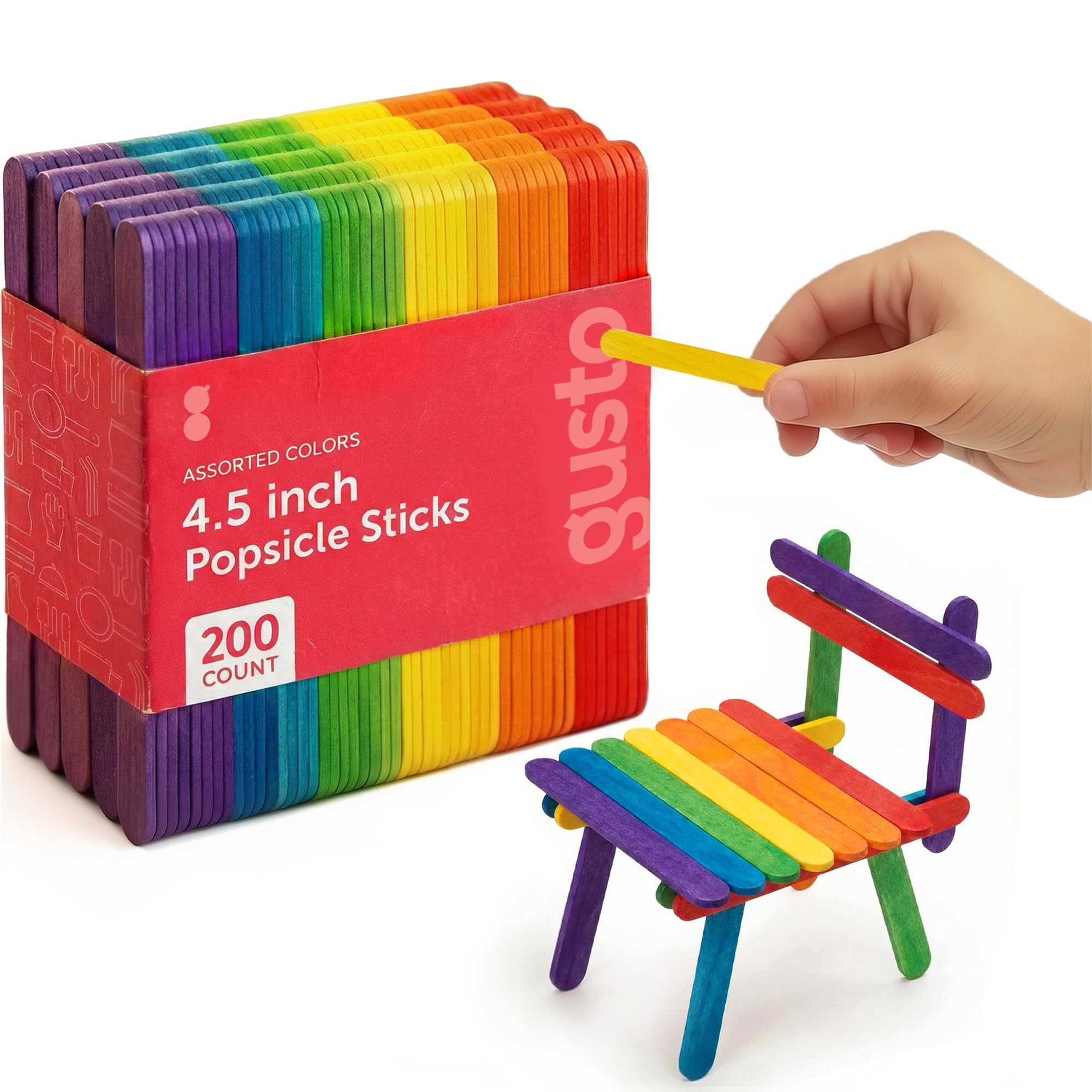Amazon.com: Gusto [200 Count] 4.5 Inch Colored Popsicle Sticks for