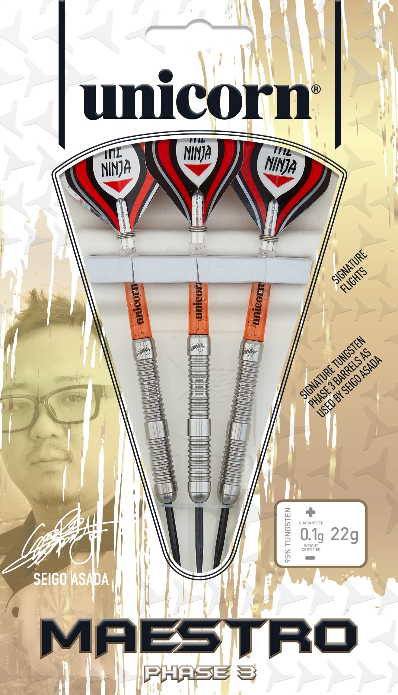 Unicorn Steel Tip Darts Set | Seigo 'The Ninja' Asada Maestro