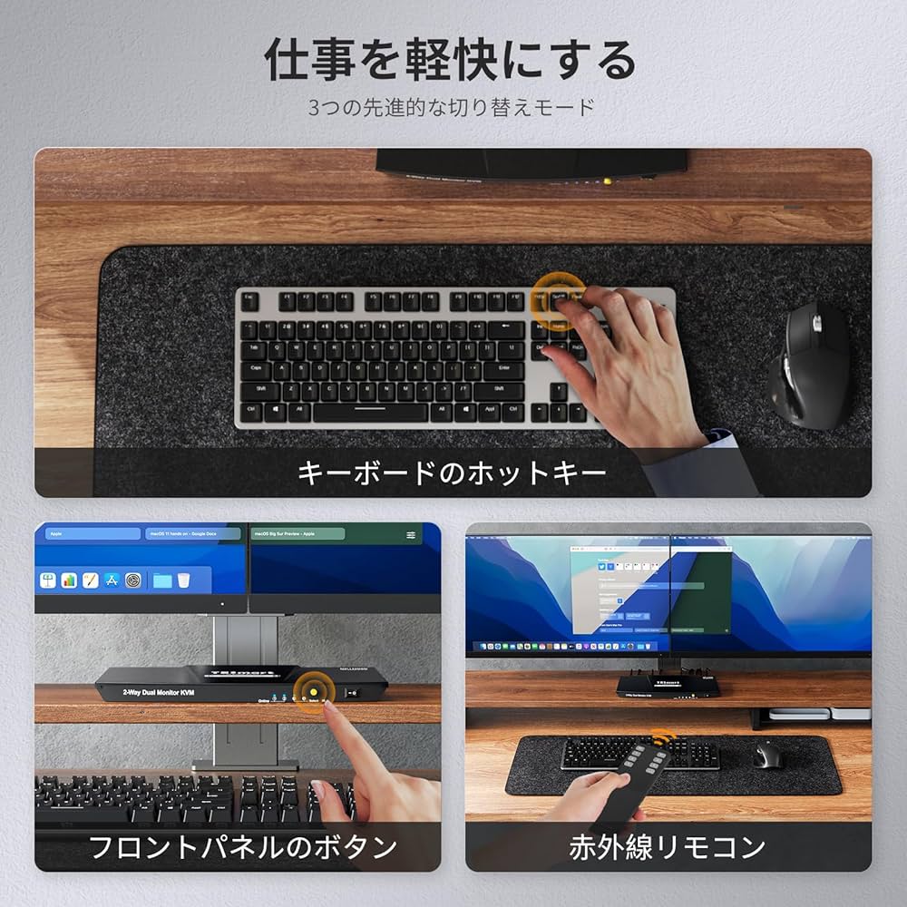 Amazon.co.jp: TESmart KVMスイッチ 2入力2出力(HDMI＋DisplayPort