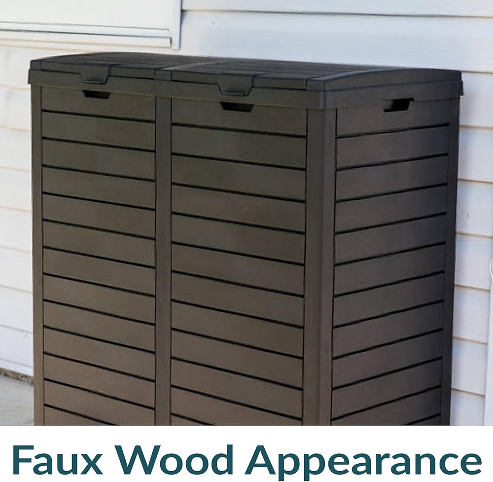 Amazon.com: Sunnydaze 78-Gallon Double Patio Trash Can with Lid