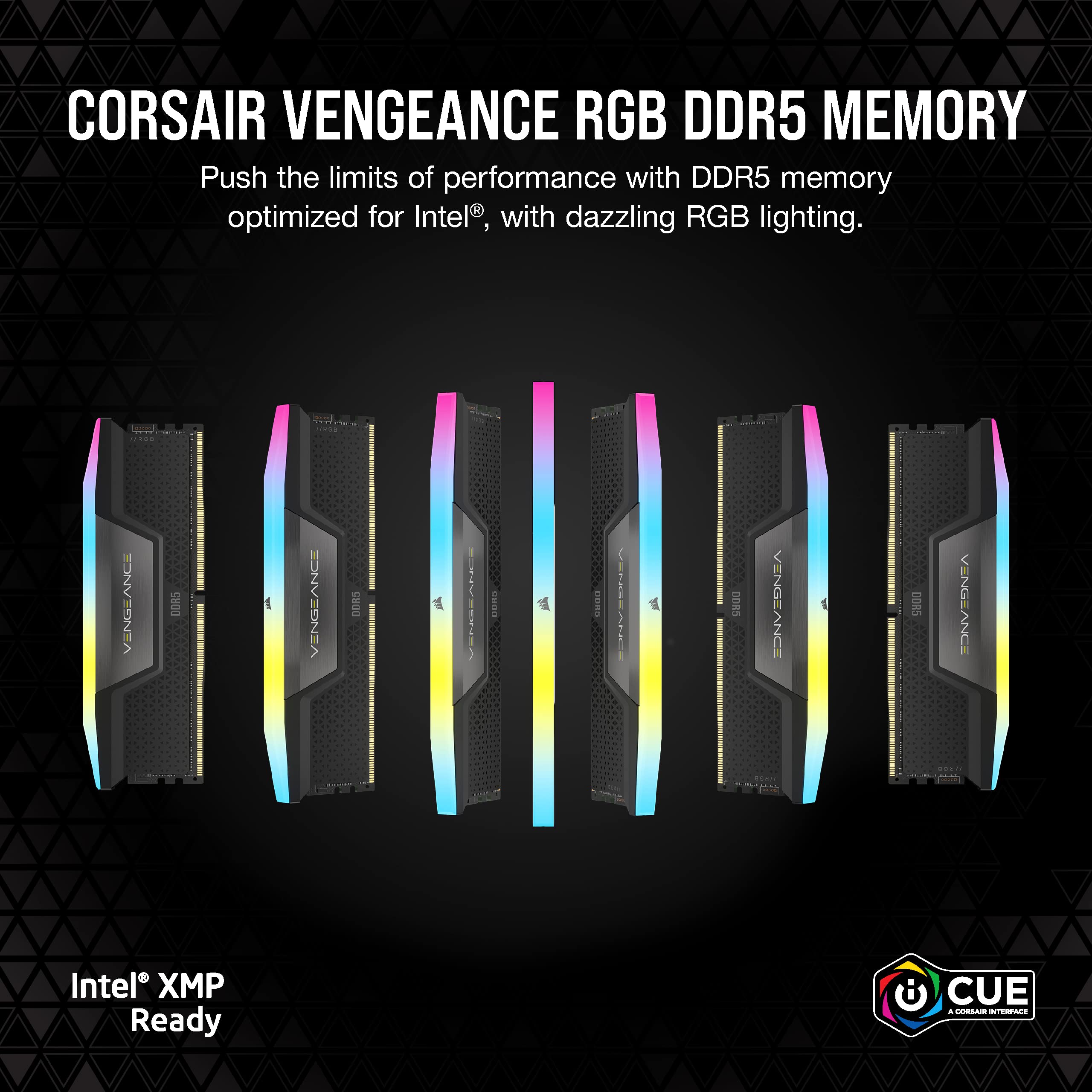 CORSAIR Vengeance RGB DDR5 RAM 32GB (2x16GB) 5200MHz CL40 Intel