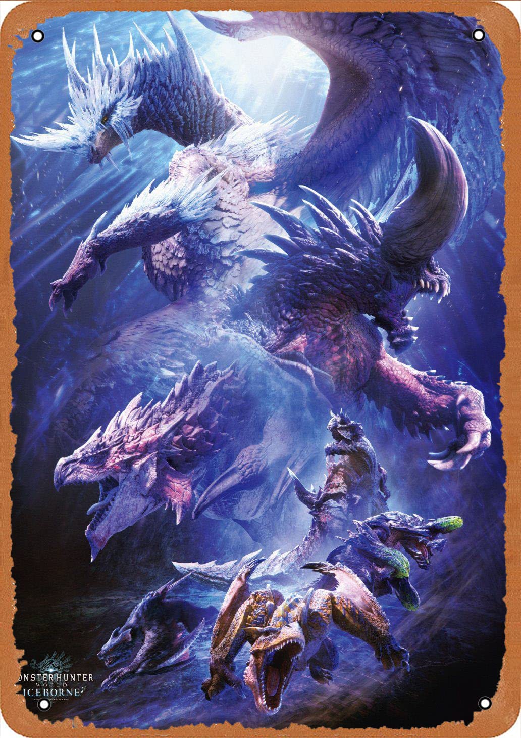 Amazon.com : Tin Sign Vintage Monster Hunter World Iceborne Poster